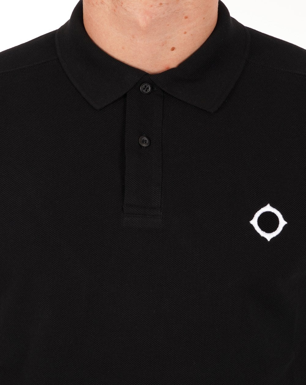 Ma.strum Long Sleeve Pique Polo Shirt Jet Black