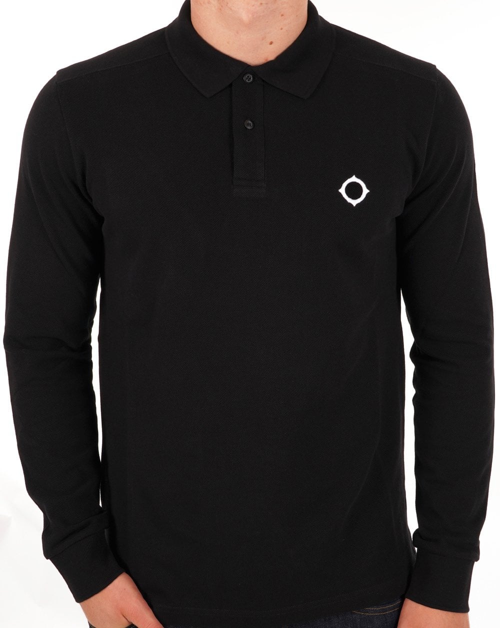 Ma.strum Langärmliges Piqué-Poloshirt, Tiefschwarz