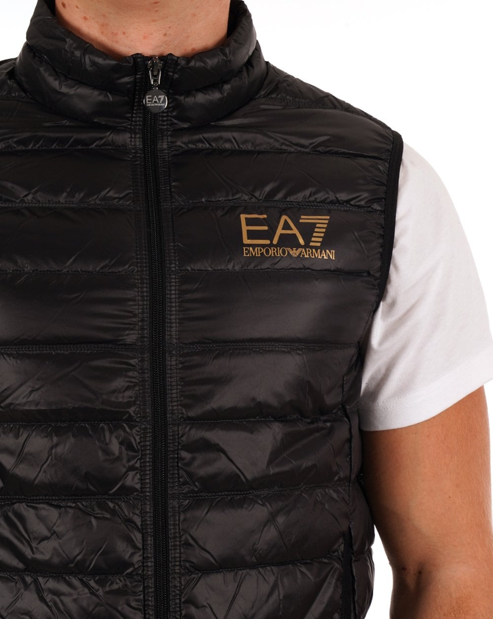 EA7 Core Logo Daunenweste - Schwarz/Gold