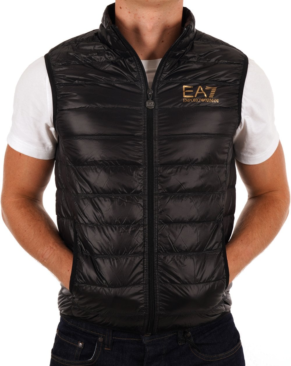 EA7 Core Logo Daunenweste - Schwarz/Gold