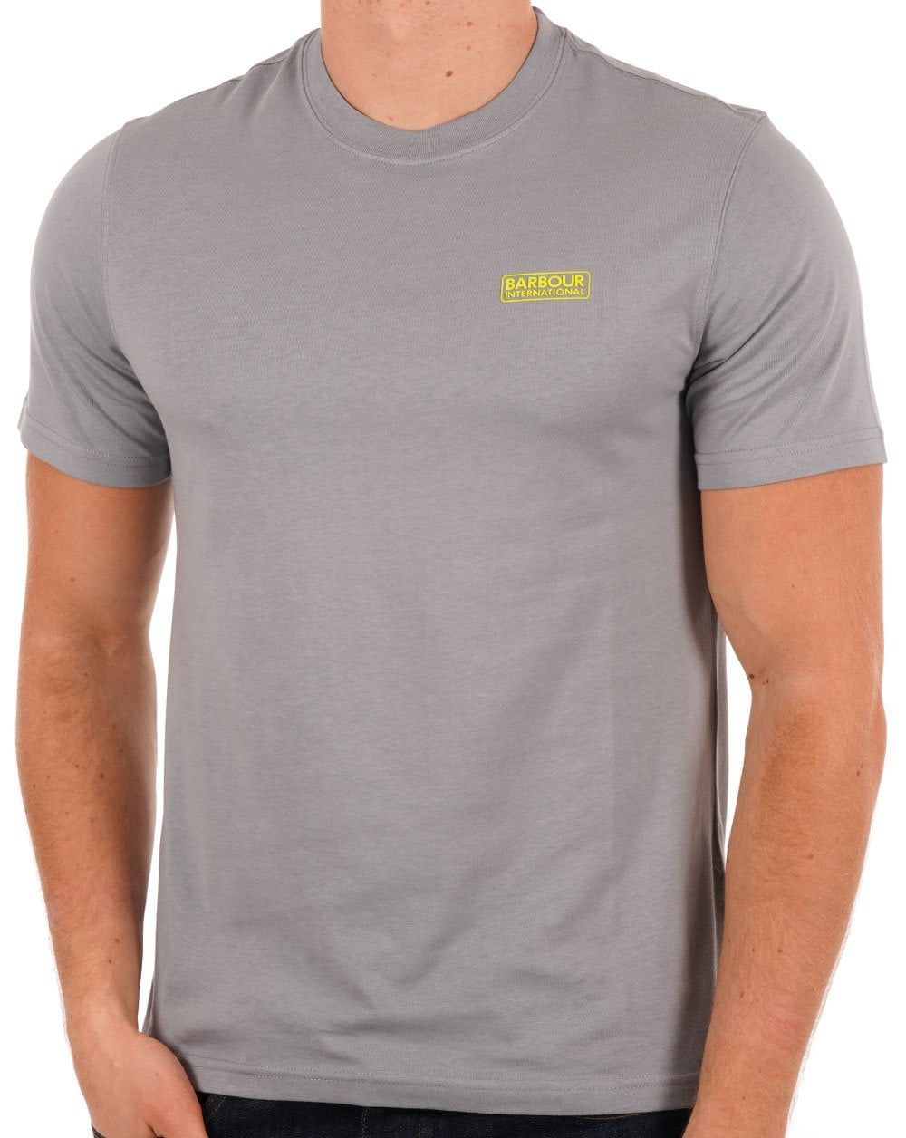 Barbour International – T-Shirt mit kleinem Logo in Grau