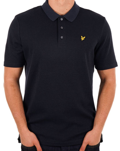 Lyle &amp; Scott – Poloshirt in Ton-in-Ton-Textur, Marineblau