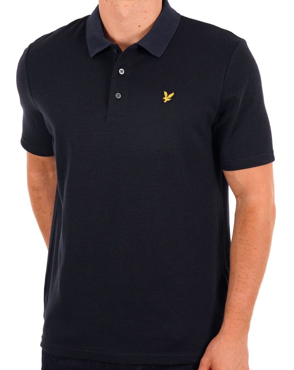 Lyle &amp; Scott – Poloshirt in Ton-in-Ton-Textur, Marineblau