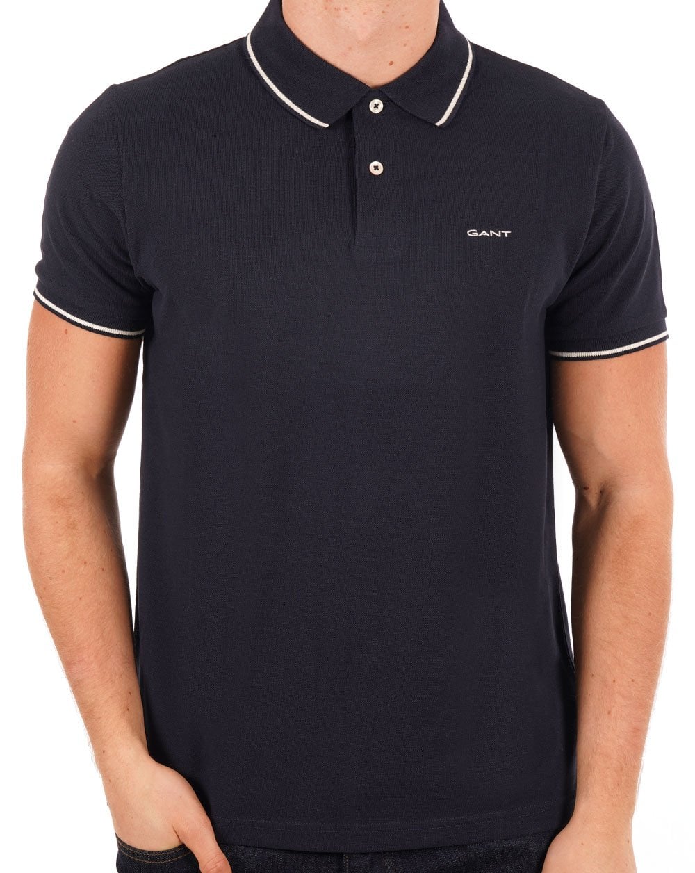 Gant Tipping Pique Poloshirt Marineblau