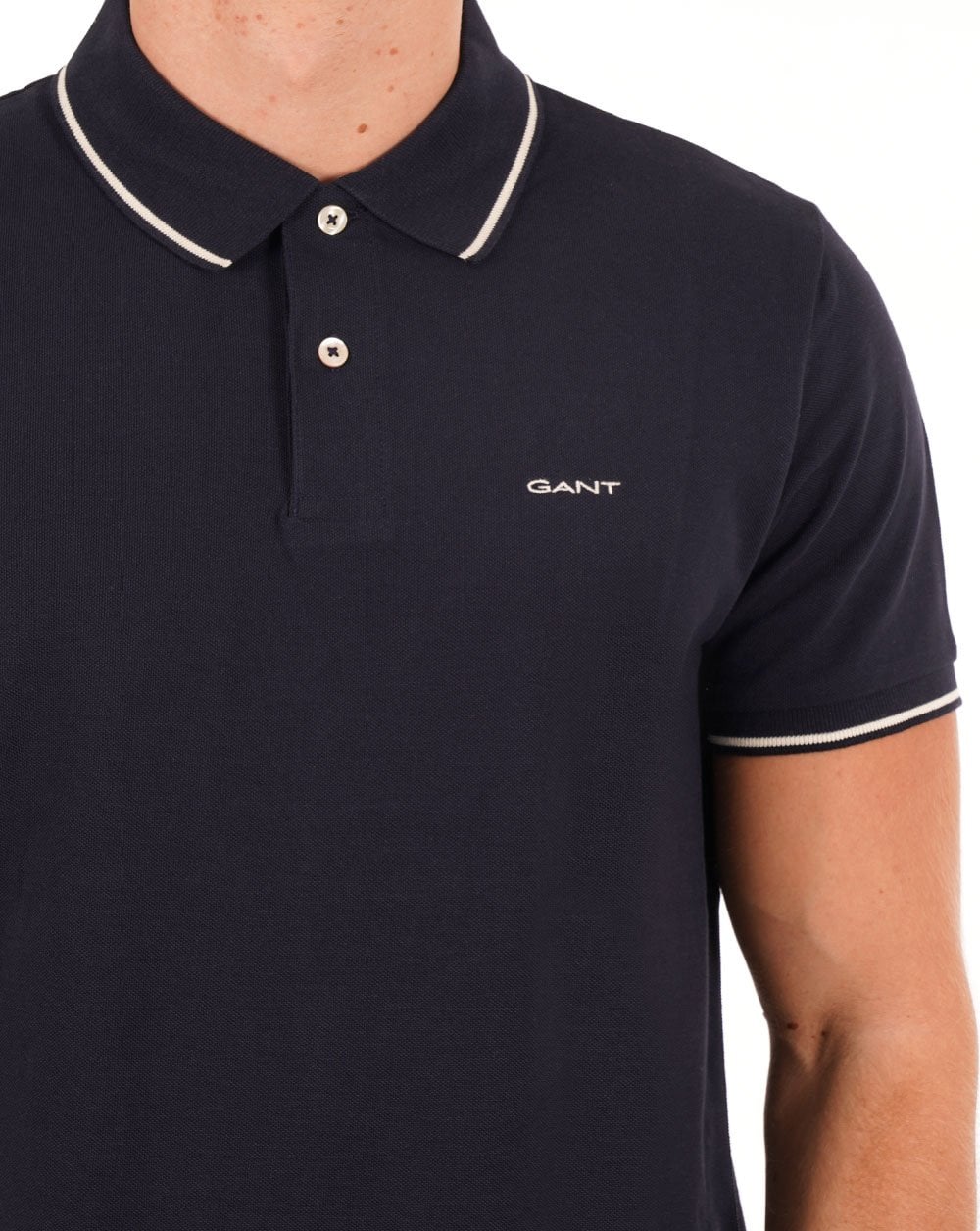 Gant Tipping Pique Polo Shirt Navy Blue