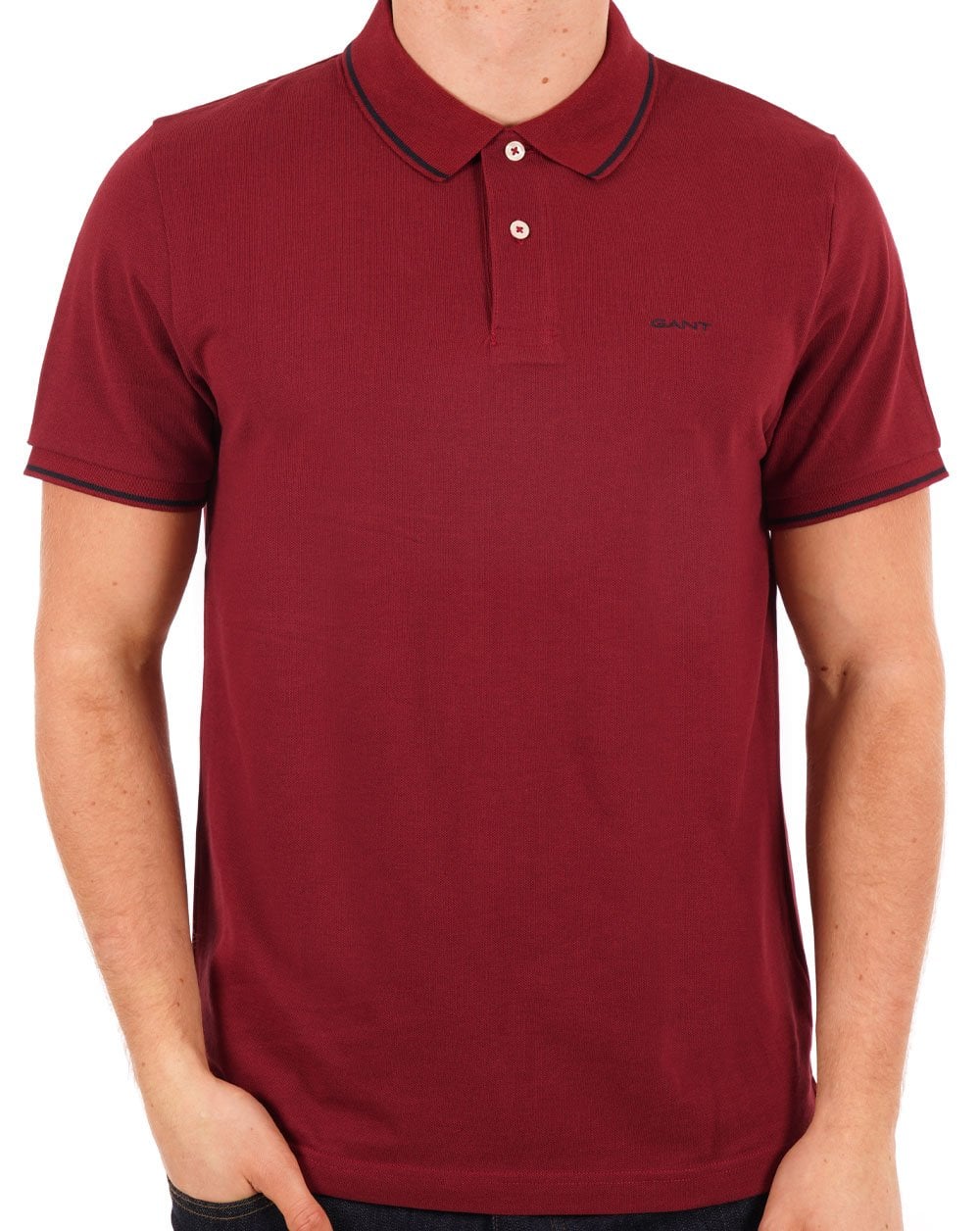 Gant Tipping Pique Poloshirt Dunkelrot