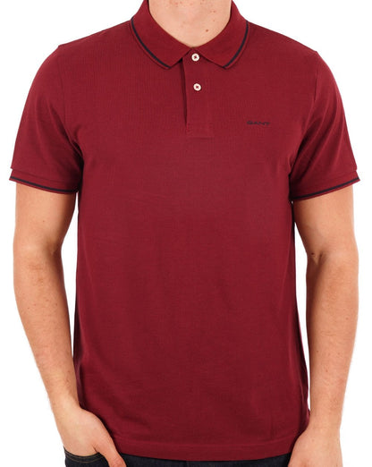 Gant Tipping Pique Poloshirt Dunkelrot