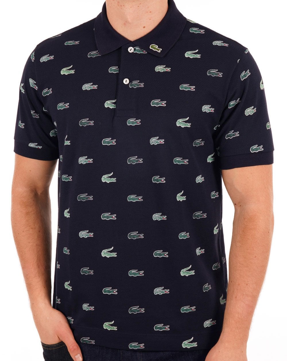 Lacoste – Multi-Croc-Poloshirt in Marineblau