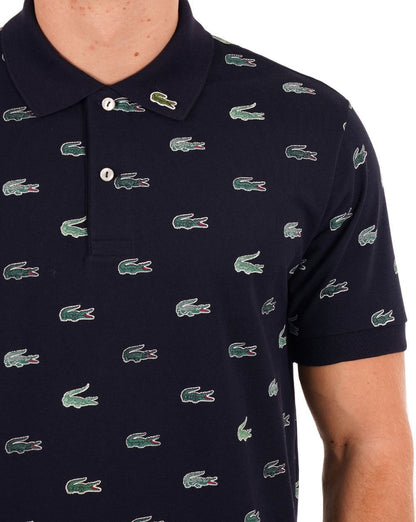 Lacoste – Multi-Croc-Poloshirt in Marineblau