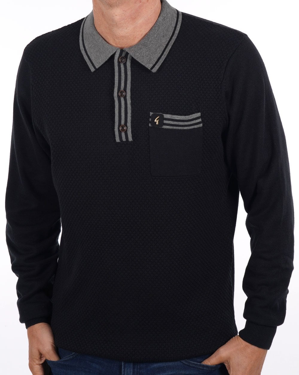 Gabicci Vintage Cruise Long Sleeve Knit Black