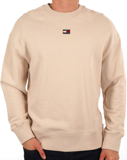 Tommy Jeans – Sweatshirt mit Badge in Beige