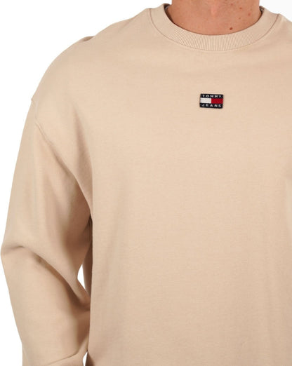 Tommy Jeans – Sweatshirt mit Badge in Beige