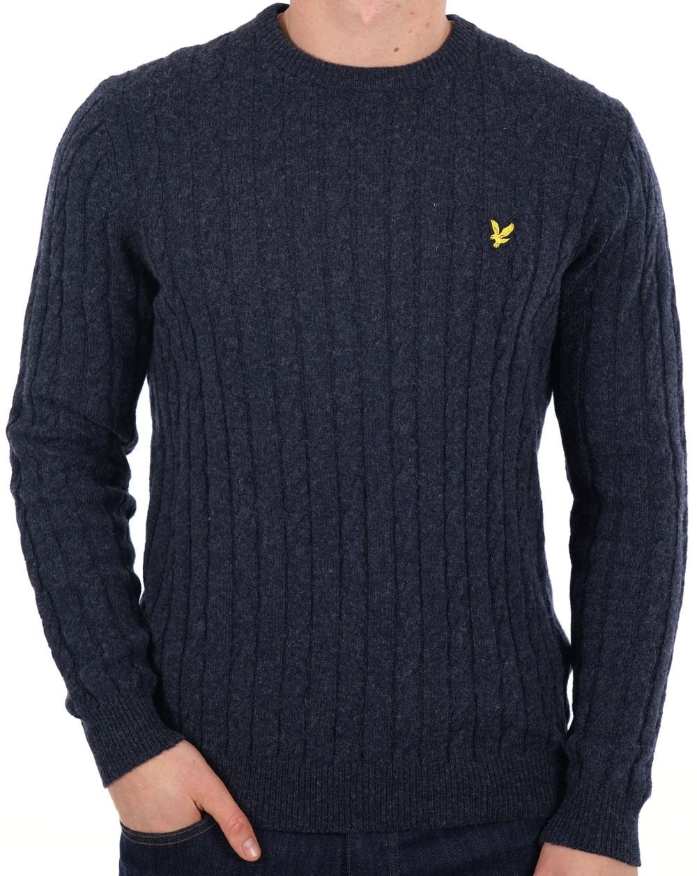 Lyle And Scott – Pullover mit Zopfmuster in Marineblau