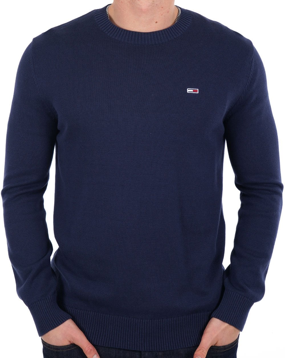 Tommy Jeans – Rundhalspullover in Marineblau