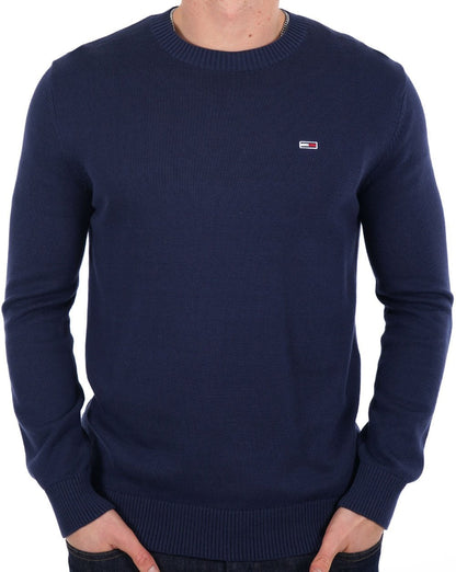Tommy Jeans – Rundhalspullover in Marineblau