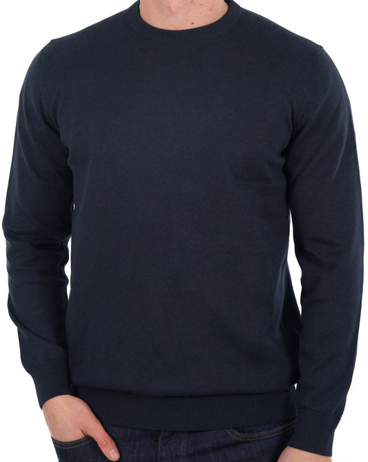 Barbour – Rundhalspullover aus Pima-Baumwolle in Marineblau