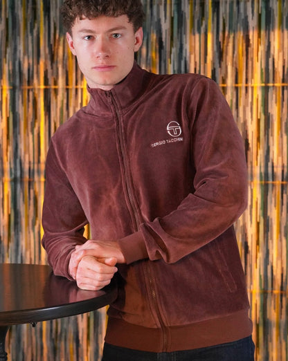 Sergio Tacchini Velours-Trainingsoberteil Braun