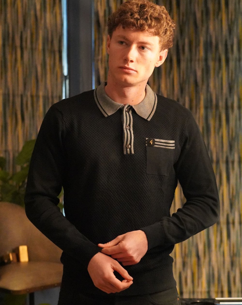 Gabicci Vintage Cruise Long Sleeve Knit Black