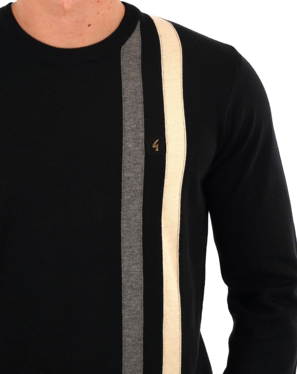 Gabicci Vintage Twin Stripe Rundhalsstrick Schwarz