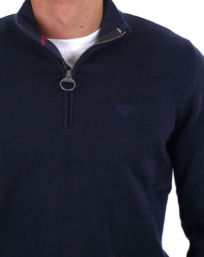 Barbour – Pullover mit halbem Reißverschluss in Marineblau