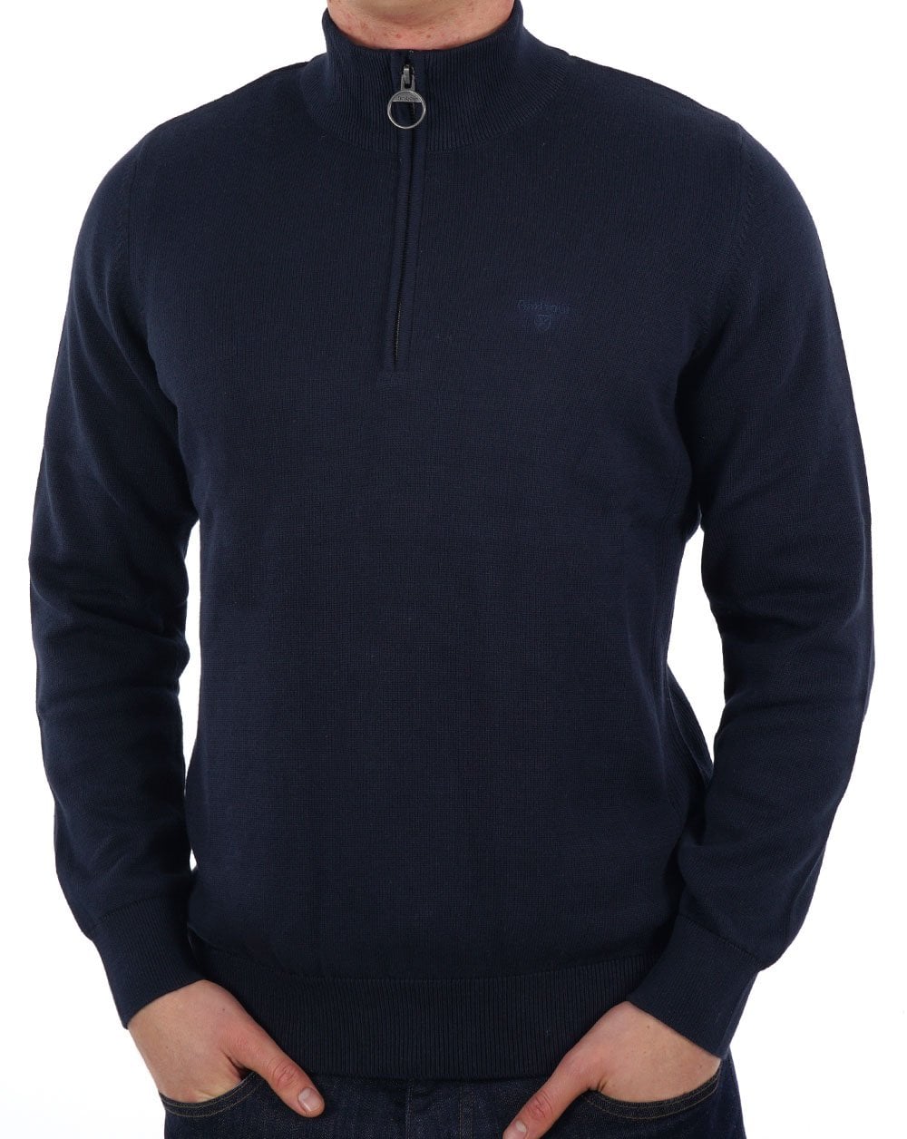 Barbour – Pullover mit halbem Reißverschluss in Marineblau