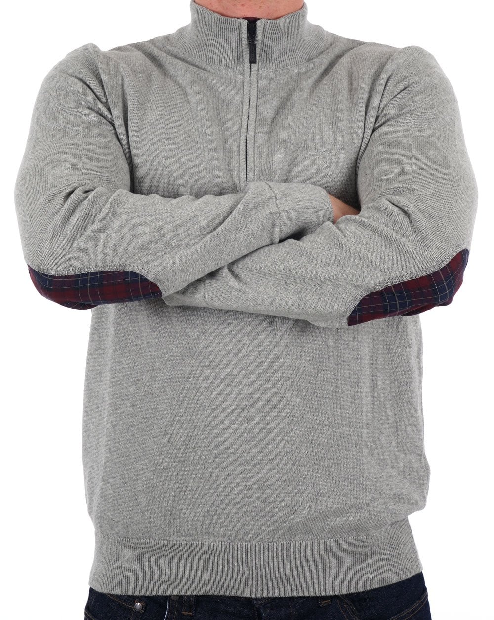 Barbour Avoch Pullover mit halbem Reißverschluss, Grau meliert