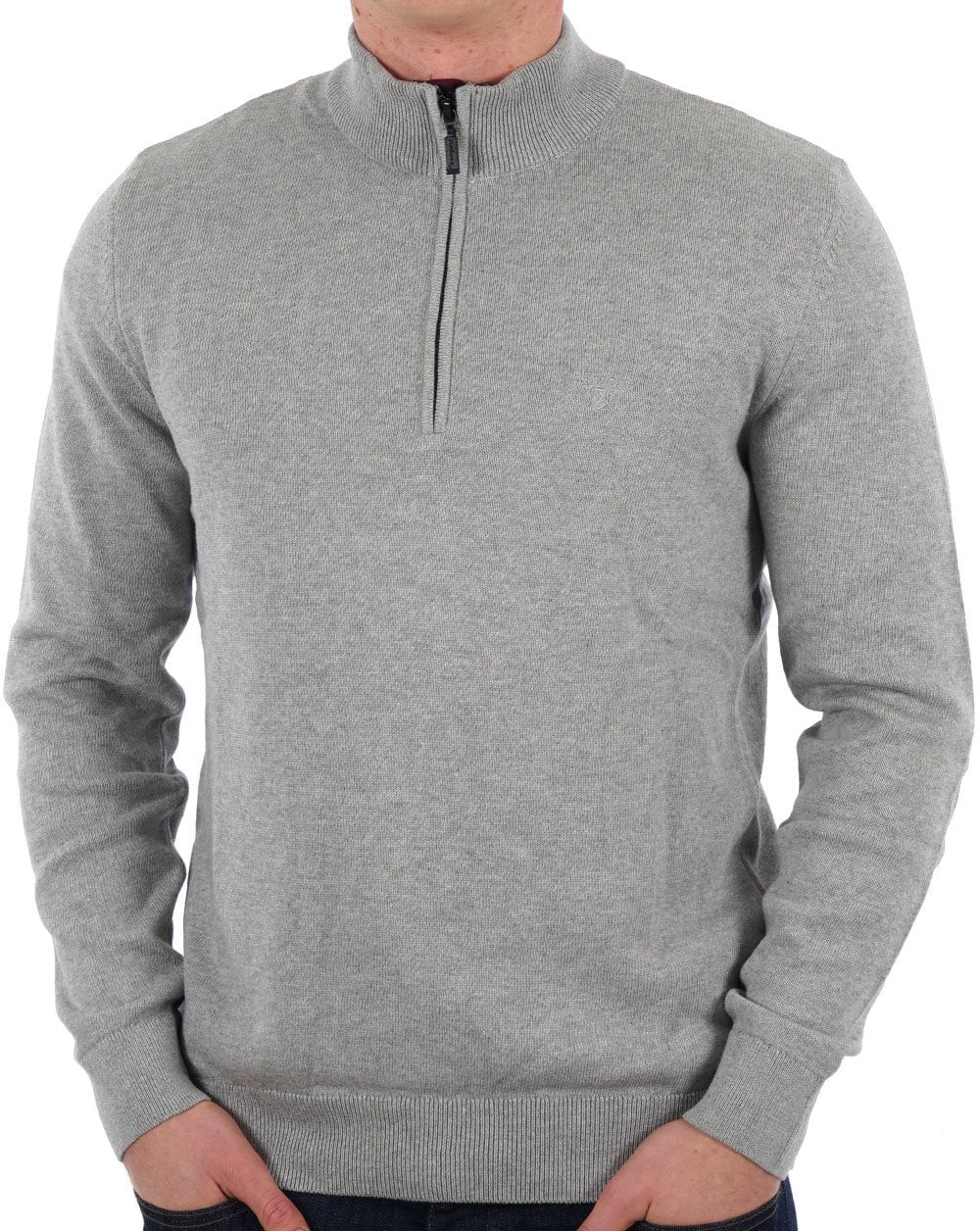 Barbour Avoch Pullover mit halbem Reißverschluss, Grau meliert