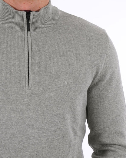 Barbour Avoch Pullover mit halbem Reißverschluss, Grau meliert