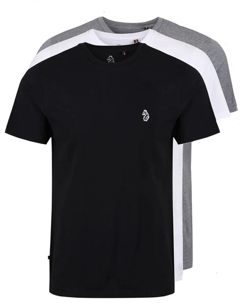 Luke 3 Pack T Shirts Black/Grey/White