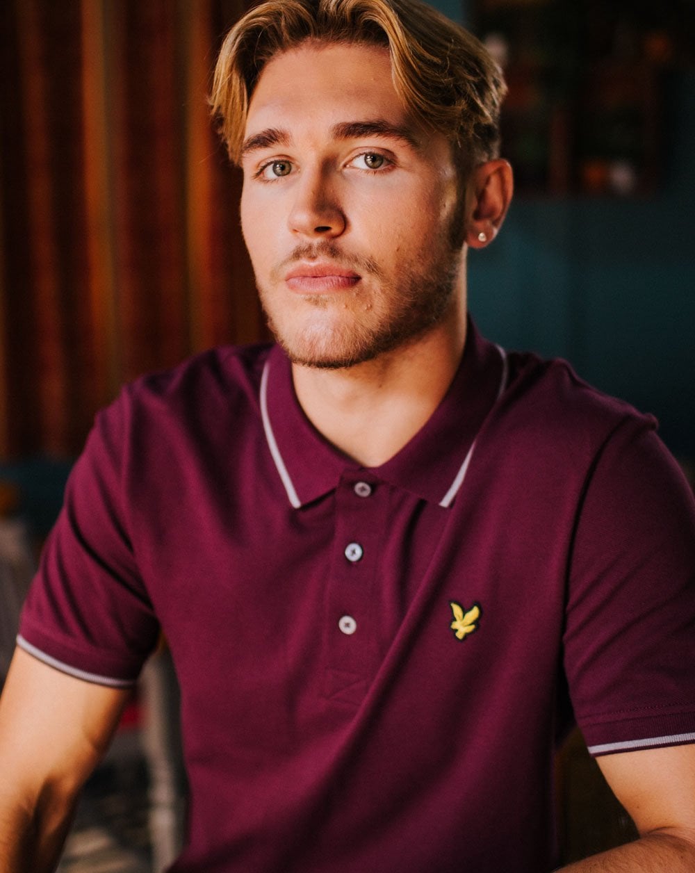Lyle And Scott Poloshirt mit Streifen in Burgunderrot/Mittelgrau meliert