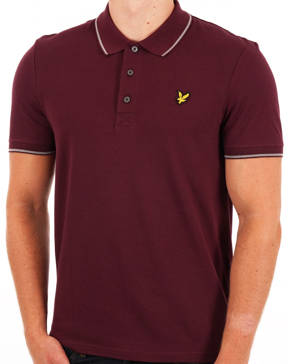 Lyle And Scott Poloshirt mit Streifen in Burgunderrot/Mittelgrau meliert