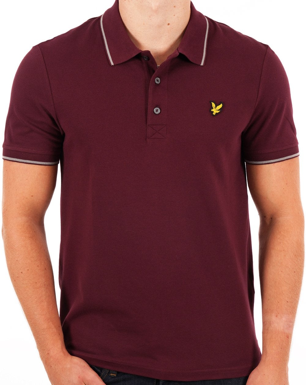 Lyle And Scott Poloshirt mit Streifen in Burgunderrot/Mittelgrau meliert