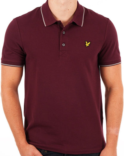 Lyle And Scott Poloshirt mit Streifen in Burgunderrot/Mittelgrau meliert