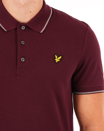 Lyle And Scott Poloshirt mit Streifen in Burgunderrot/Mittelgrau meliert