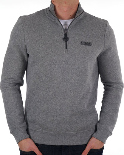 Barbour International – Sweatshirt mit halbem Reißverschluss, Grau meliert