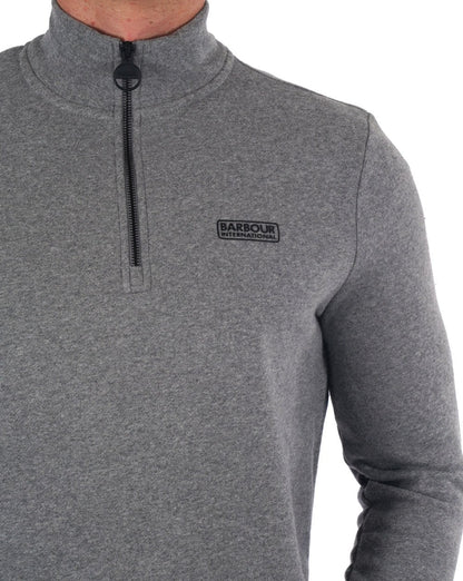 Barbour International – Sweatshirt mit halbem Reißverschluss, Grau meliert