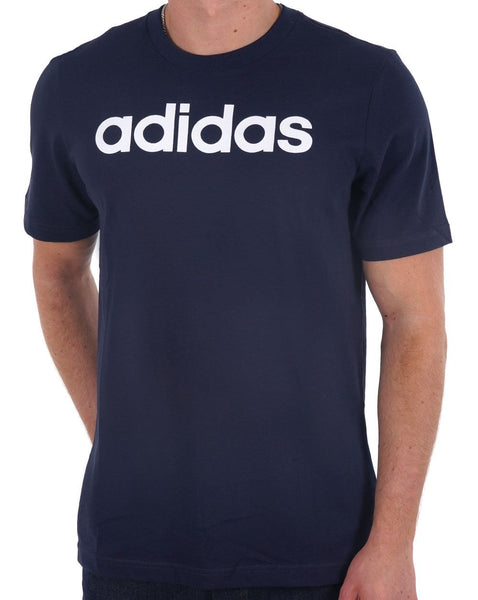 Adidas Linear Logo T Shirt Navy/White