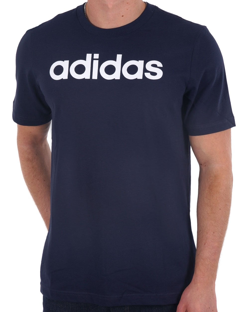 Adidas Linear Logo T-Shirt Marineblau/Weiß