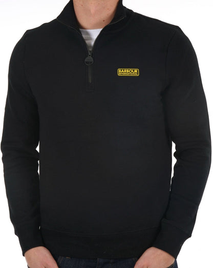 Barbour International Sweatshirt mit halbem Reißverschluss in Schwarz