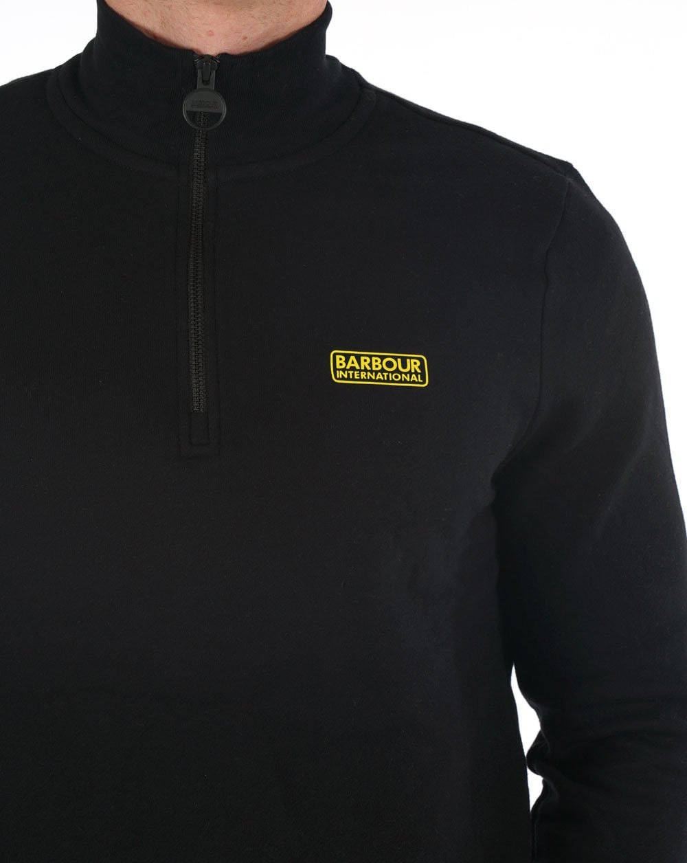 Barbour International Sweatshirt mit halbem Reißverschluss in Schwarz