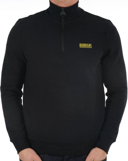 Barbour International Sweatshirt mit halbem Reißverschluss in Schwarz