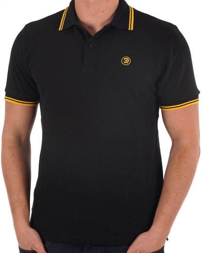 Trojan – Piqué-Poloshirt mit Doppelstreifen in Schwarz