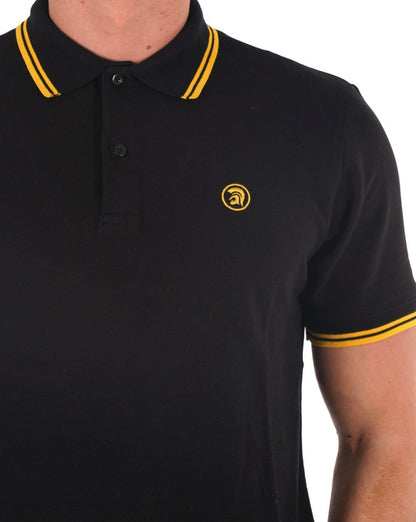 Trojan – Piqué-Poloshirt mit Doppelstreifen in Schwarz