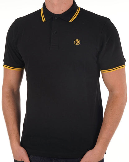 Trojan – Piqué-Poloshirt mit Doppelstreifen in Schwarz