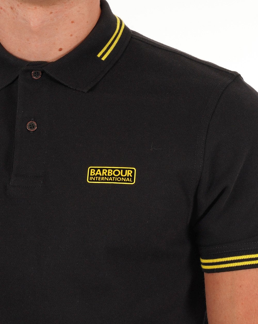 Barbour International Poloshirt mit Streifen in Schwarz