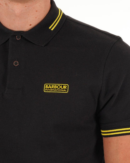 Barbour International Poloshirt mit Streifen in Schwarz