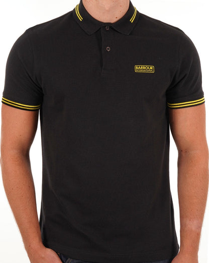 Barbour International Poloshirt mit Streifen in Schwarz