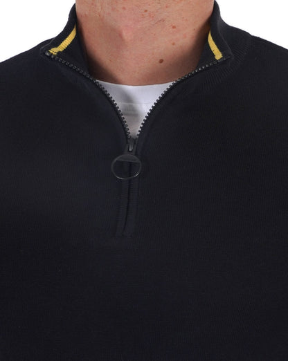 Barbour International Strickpullover mit halbem Reißverschluss in Schwarz