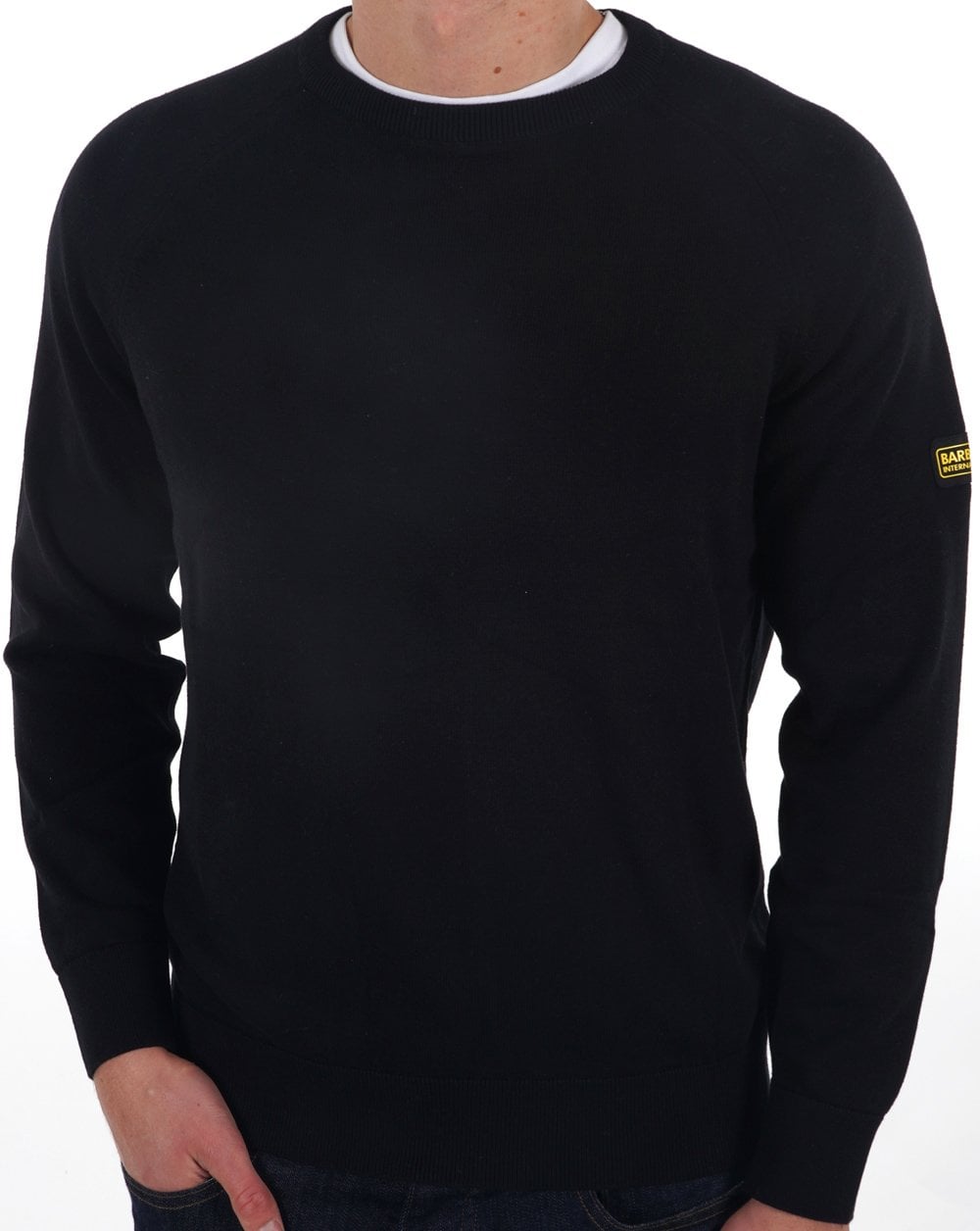 Barbour International Baumwoll-Rundstrickpullover Schwarz