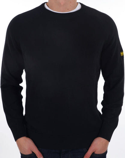 Barbour International Baumwoll-Rundstrickpullover Schwarz